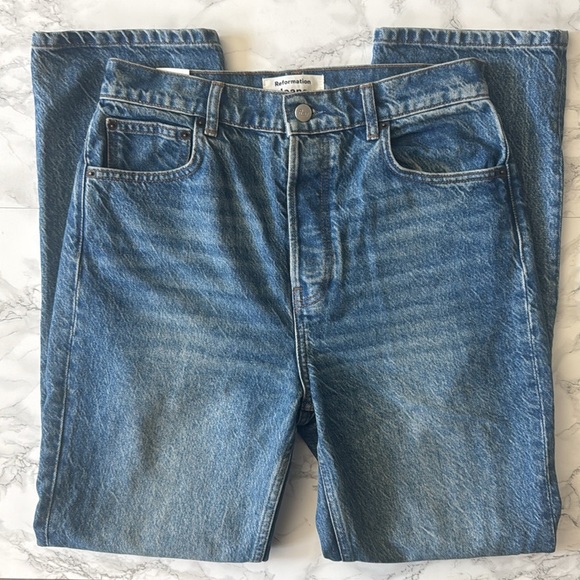 Reformation Cynthia High Rise Straight Jeans Colorado Wash Size 28 - Picture 5 of 8
